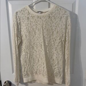 Express Cream Lace Accent Blouse